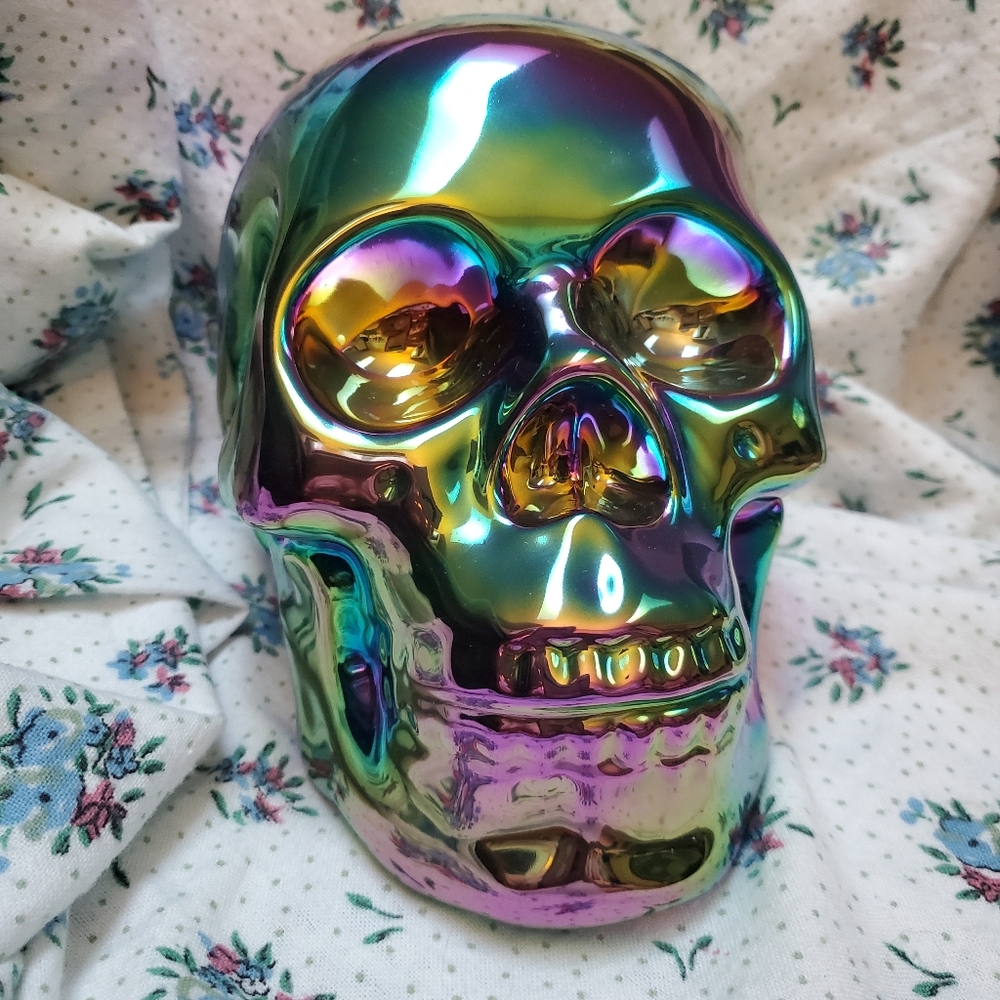 Rainbow Metallic Ceramic Skull Decoration Aura Titanium Like 🌈 Halloween 🎃
